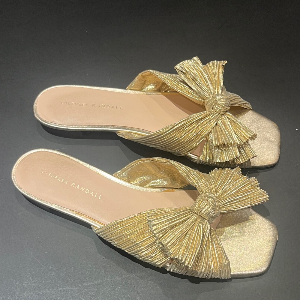Loeffler Randall Gold Bow Mules